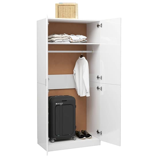 Kaylor High Gloss Wardrobe With 2 Doors In White_4
