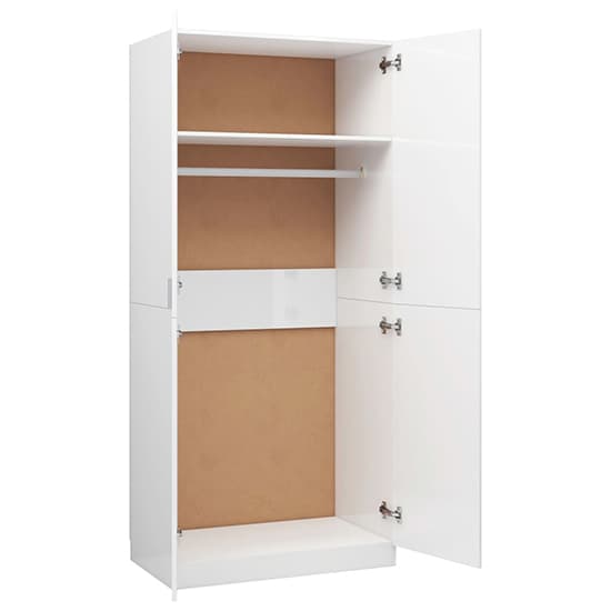 Kaylor High Gloss Wardrobe With 2 Doors In White_5