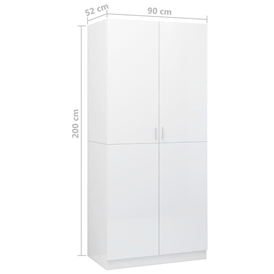 Kaylor High Gloss Wardrobe With 2 Doors In White_6
