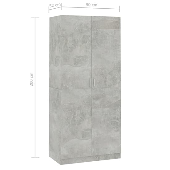 Kaylor Wooden Wardrobe With 2 Doors In Concrete Effect_6