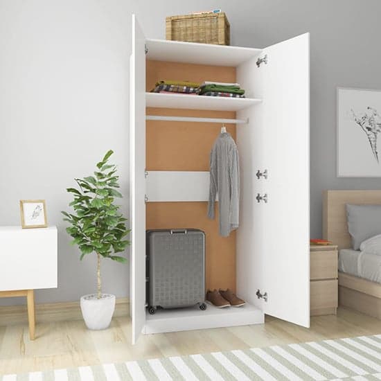 Kaylor Wooden Wardrobe With 2 Doors In White_2