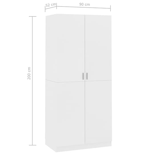 Kaylor Wooden Wardrobe With 2 Doors In White_6