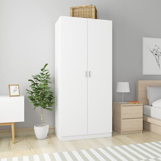 Kaylor Wooden Wardrobe With 2 Doors In White_1