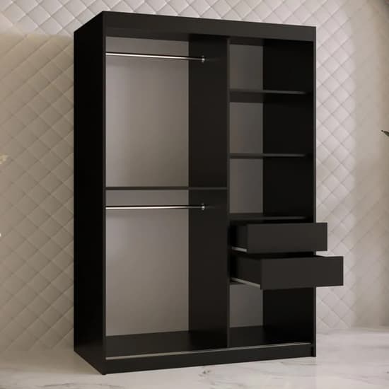 Keene Wooden Wardrobe 120cm With 2 Sliding Doors In Black_3