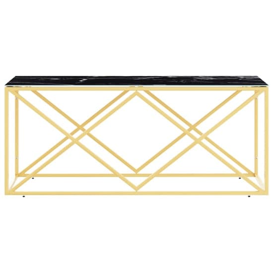 Keeya Black Glass Coffee Table Rectangular With Gold Frame_3