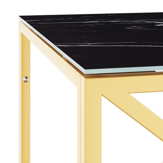 Keeya Black Glass Coffee Table Rectangular With Gold Frame_4