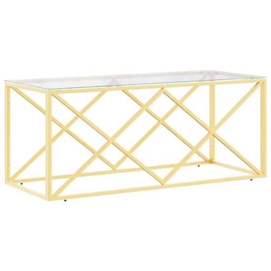Keeya Clear Glass Coffee Table Rectangular With Gold Frame_2