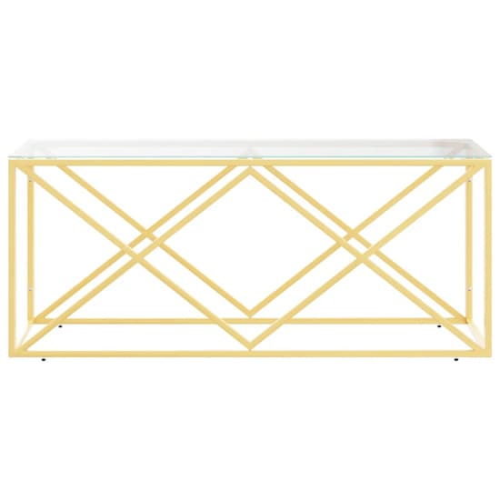 Keeya Clear Glass Coffee Table Rectangular With Gold Frame_3