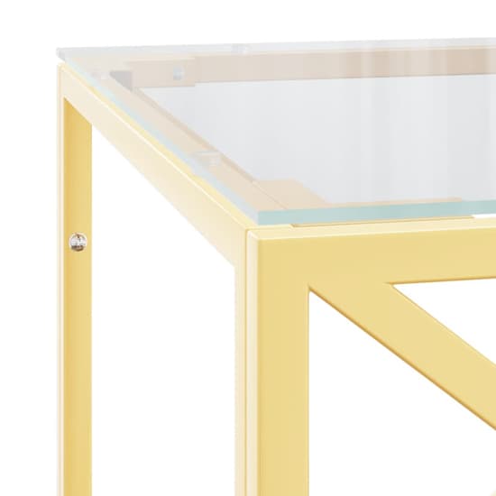 Keeya Clear Glass Coffee Table Rectangular With Gold Frame_4
