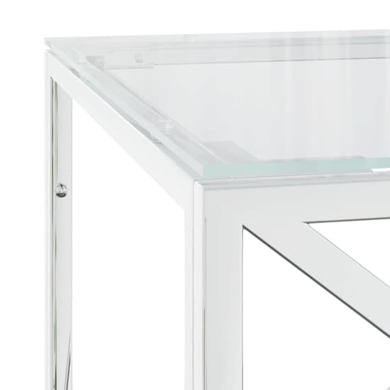 Keeya Clear Glass Coffee Table Rectangular With Silver Frame_4