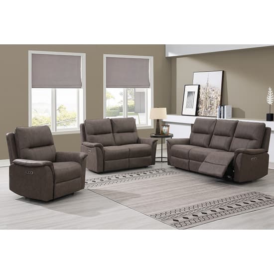 Keller Clean Fabric Electric Recliner 2 Seater Sofa In Truffle_4