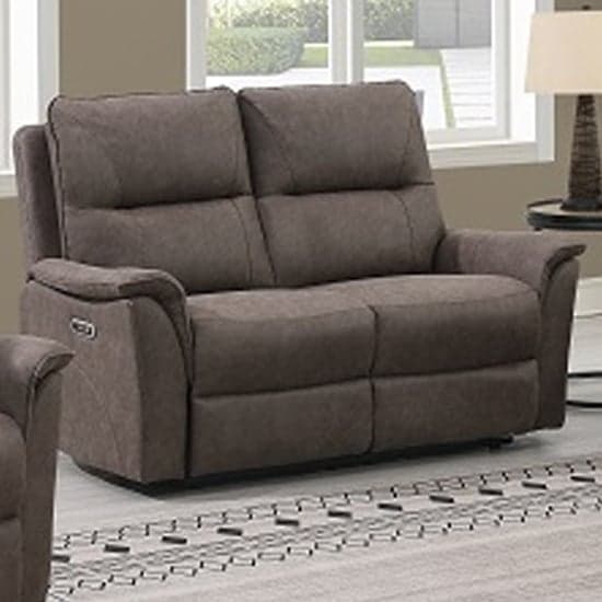 Keller Clean Fabric Electric Recliner 2 Seater Sofa In Truffle_1