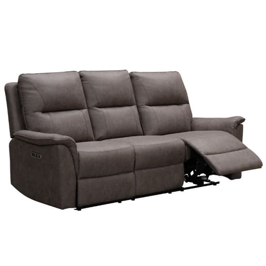 Keller Clean Fabric Electric Recliner 3 Seater Sofa In Truffle_3
