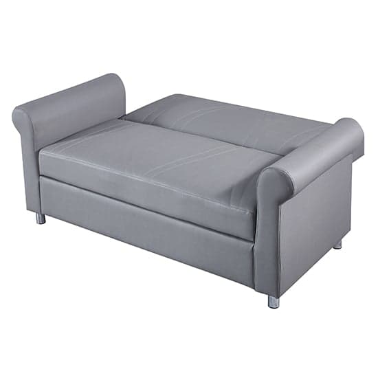 Keller Faux Leather 2 Seater Sofa Bed In Grey_2