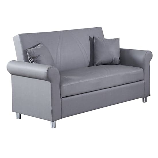 Keller Faux Leather 2 Seater Sofa Bed In Grey_1