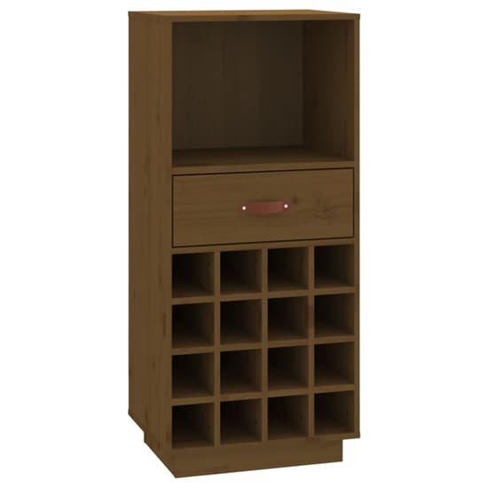 Keller Solid Pine Wood Wine Cabinet With Drawer In Honey Brown_4