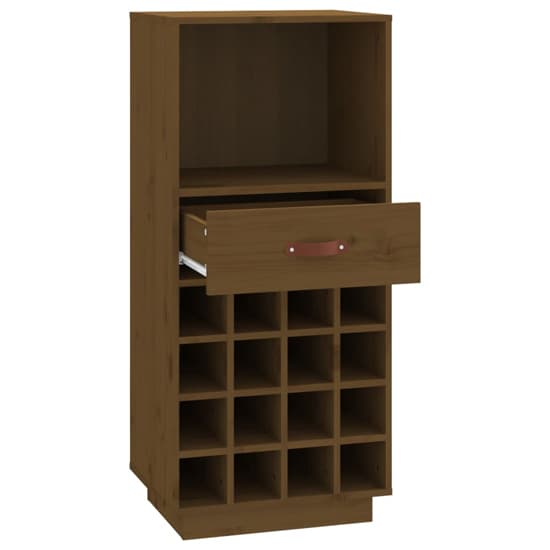 Keller Solid Pine Wood Wine Cabinet With Drawer In Honey Brown_6