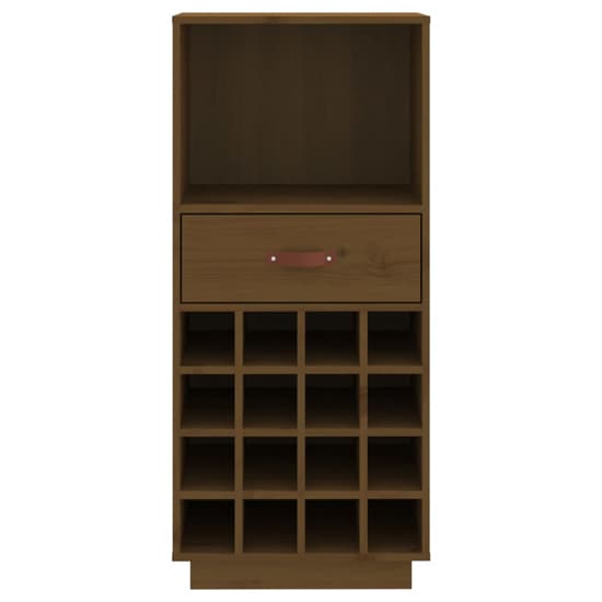 Keller Solid Pine Wood Wine Cabinet With Drawer In Honey Brown_5
