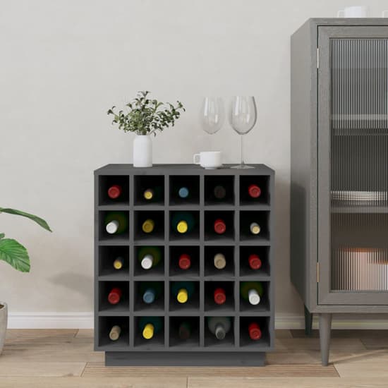Keller Solid Pine Wood Wine Cabinet In Grey_2