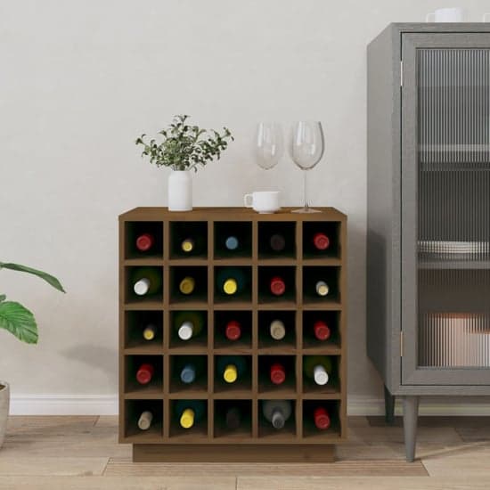 Keller Solid Pine Wood Wine Cabinet In Honey Brown_2