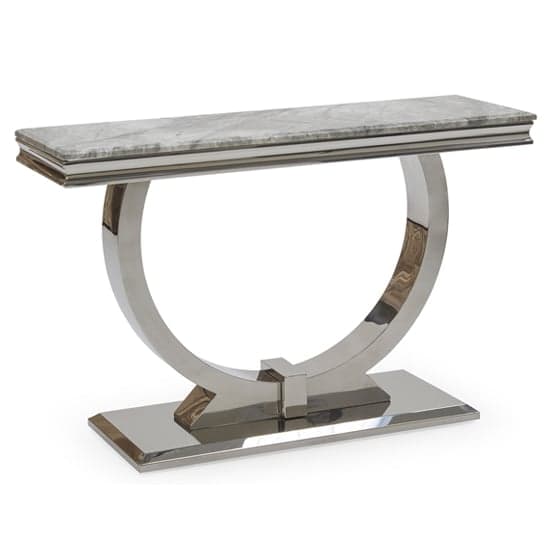 Kelsey Marble Console Table With Stainless Steel Base In Grey