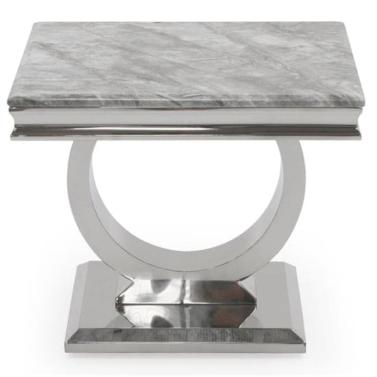 Kelsey Marble Lamp Table With Stainless Steel Base In Grey_2