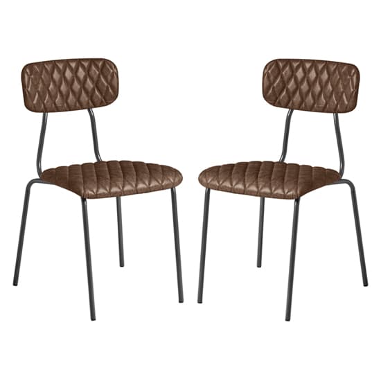 Kelso Vintage Brown Faux Leather Dining Chairs In Pair_1
