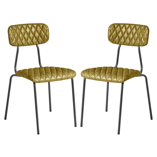 Kelso Vintage Gold Faux Leather Dining Chairs In Pair_1