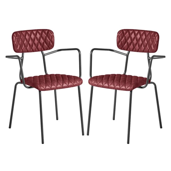 Kelso Vintage Red Faux Leather Armchairs In Pair_1