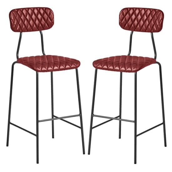 Kelso Vintage Red Faux Leather Bar Stools In Pair_1