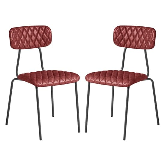 Kelso Vintage Red Faux Leather Dining Chairs In Pair_1