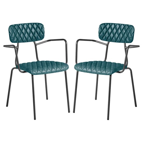 Kelso Vintage Teal Faux Leather Armchairs In Pair_1
