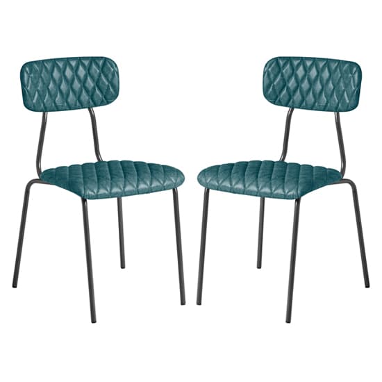 Kelso Vintage Teal Faux Leather Dining Chairs In Pair_1