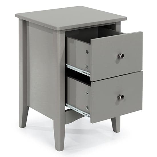 Kamuy Wooden 2 Drawers Bedside Cabinet In Grey_2