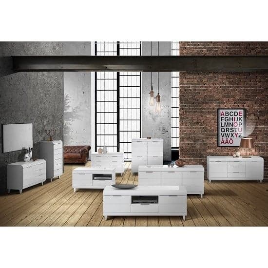 Kenia Contemporary Chest Of Drawers In White High Gloss_6