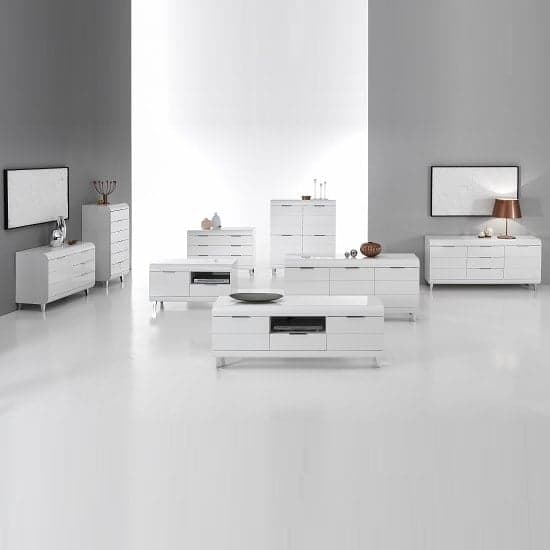 Kenia Contemporary Chest Of Drawers In White High Gloss_7
