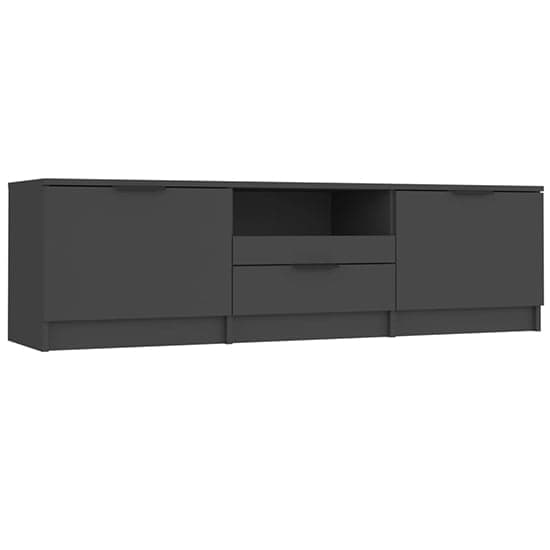 Kenna Wooden TV Stand With 2 Doors 1 Drawer In Black_3