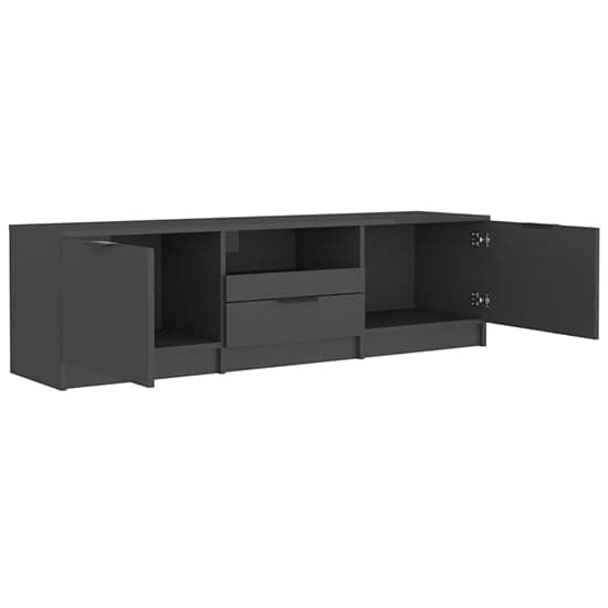 Kenna Wooden TV Stand With 2 Doors 1 Drawer In Black_5