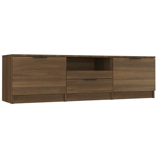 Kenna Wooden TV Stand With 2 Doors 1 Drawer In Brown Oak_3