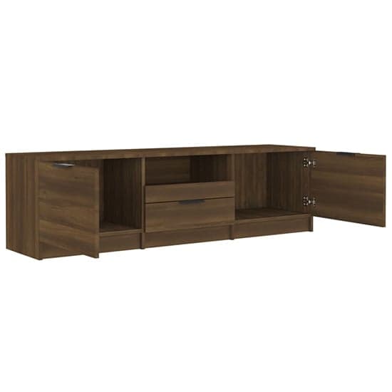 Kenna Wooden TV Stand With 2 Doors 1 Drawer In Brown Oak_5