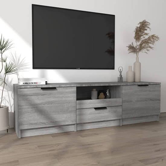 Kenna Wooden TV Stand With 2 Doors 1 Drawer In Grey Sonoma Oak_2