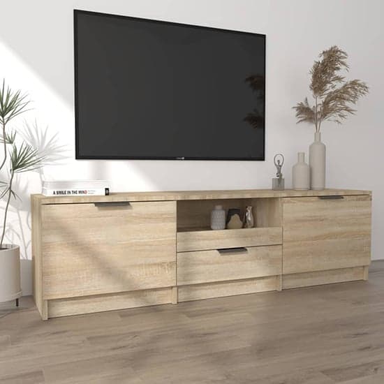 Kenna Wooden TV Stand With 2 Doors 1 Drawer In Sonoma Oak_2