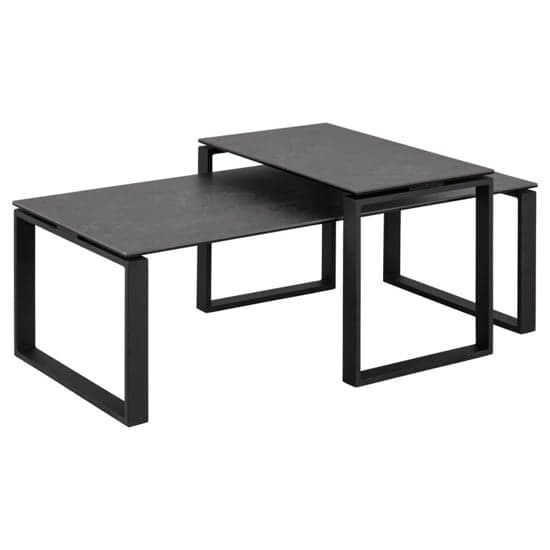 Kennesaw Black Ceramic Set Of 2 Coffee Tables With Metal Frame_2