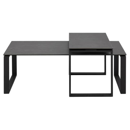 Kennesaw Black Ceramic Set Of 2 Coffee Tables With Metal Frame_3