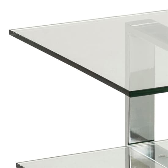 Kennesaw Clear Glass 1 Shelf TV Stand With Chrome Legs_3