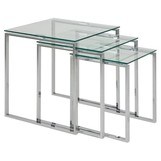 Kennesaw Clear Glass Nest Of 3 Tables With Chrome Frame_2