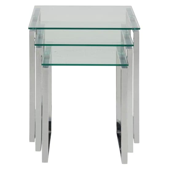 Kennesaw Clear Glass Nest Of 3 Tables With Chrome Frame_3