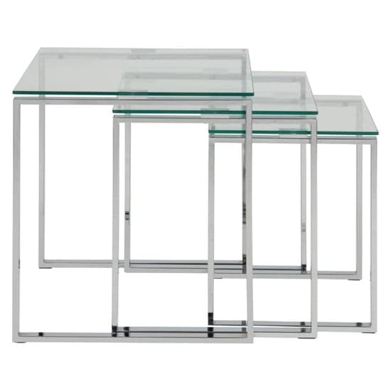 Kennesaw Clear Glass Nest Of 3 Tables With Chrome Frame_4