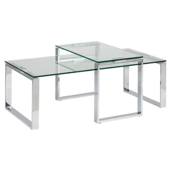 Kennesaw Clear Glass Set Of 2 Coffee Tables With Chrome Frame_2