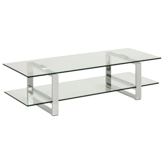 Kennesaw Clear Glass TV Stand With Chrome Steel Frame_2